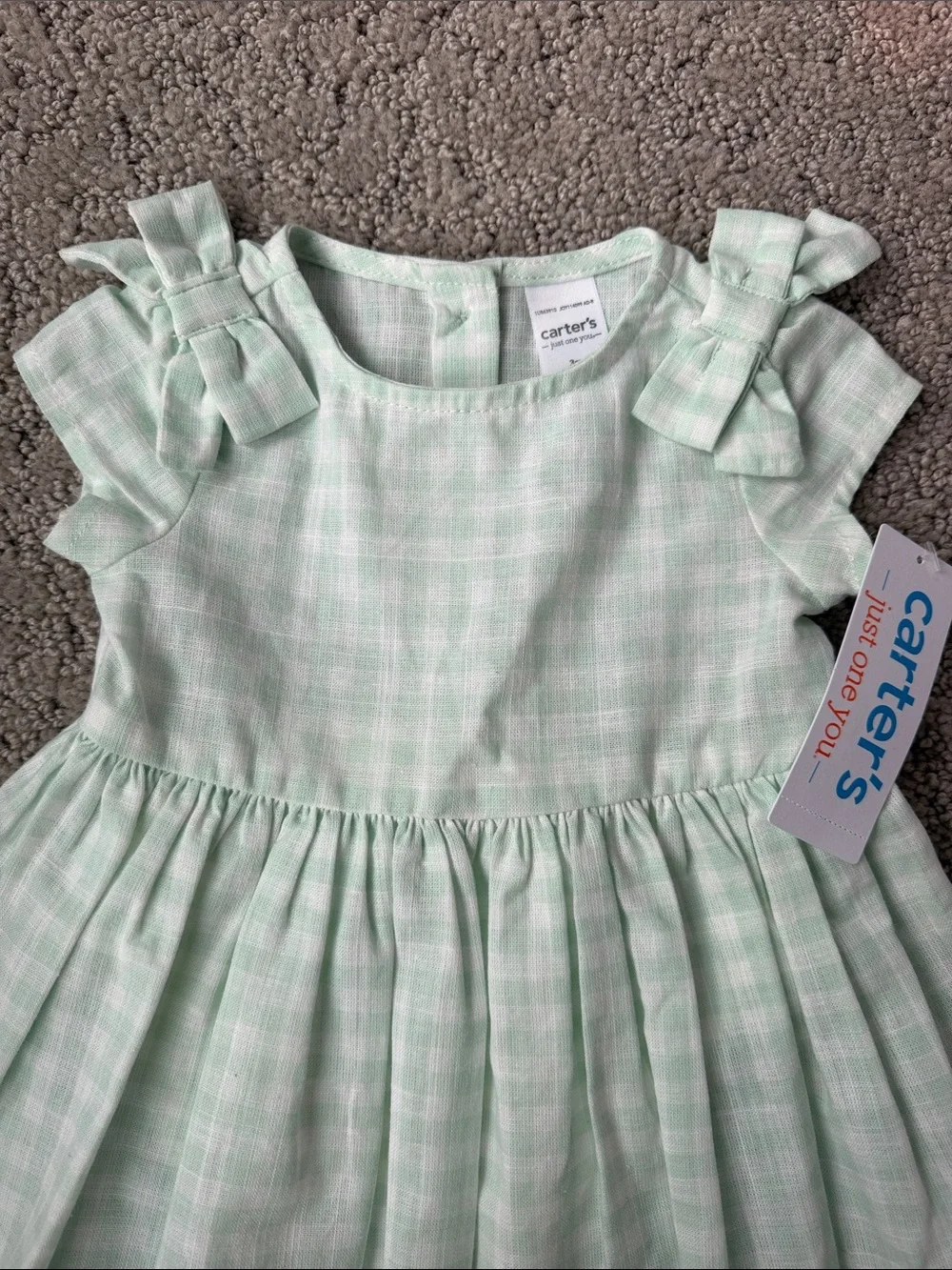 Carter's Just One You Baby Girls' Gingham Dress Green Plaid Size 3M NWT
